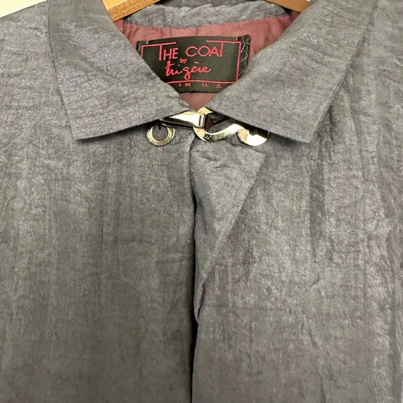 The coat By Trigere Vintage Metallic Gray Trench Coat